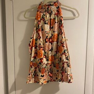 Floral Sleeveless Top INC International Concepts Womens Printed Mock Neck Top M